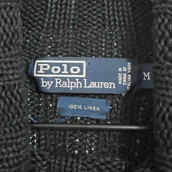 Vintage 90’s Polo Ralph Lauren Linen Ribbed Turtle Neck Sweater Black Size M - Picture 4 of 11